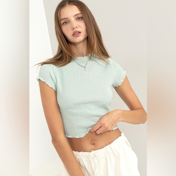 Zenana Outfitters Tops - HYFVE Lettuce Hem Crop Top